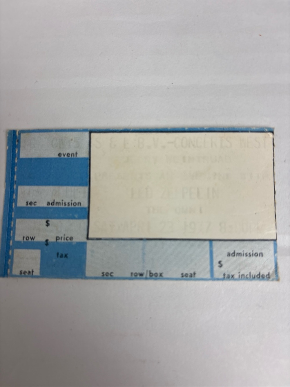 Led Zeppelin Concert Ticket Stub 1977 April 23 Omni Atlanta Georgia Rock Roll